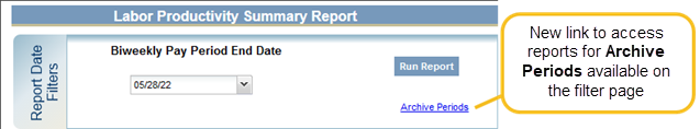 Example of new link for archive period reports on the MyReports filter page