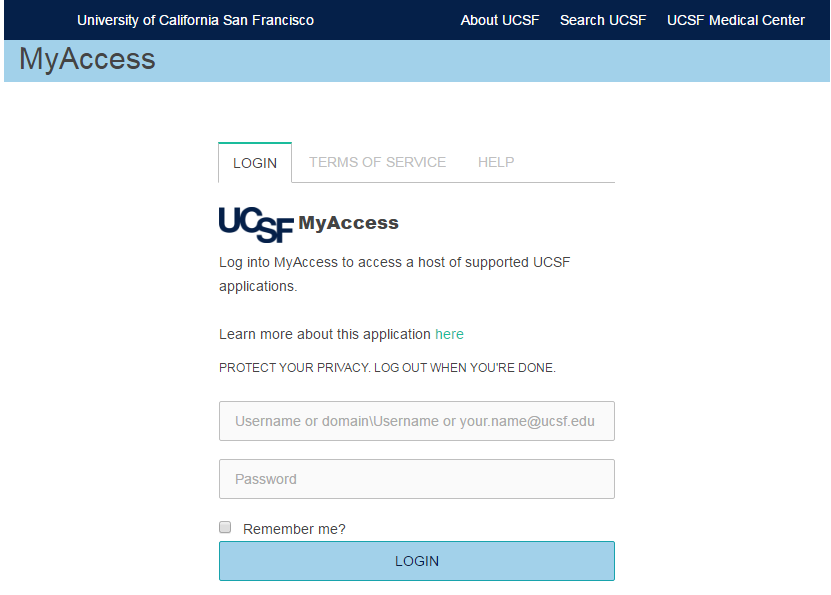 Image of the MyAccess login screen