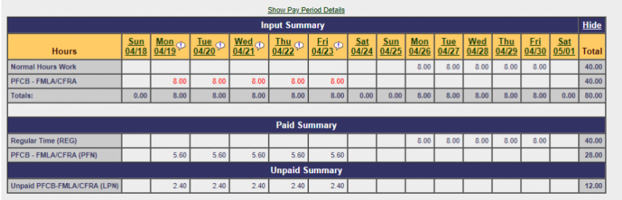 Example: HBS biweekly timesheet